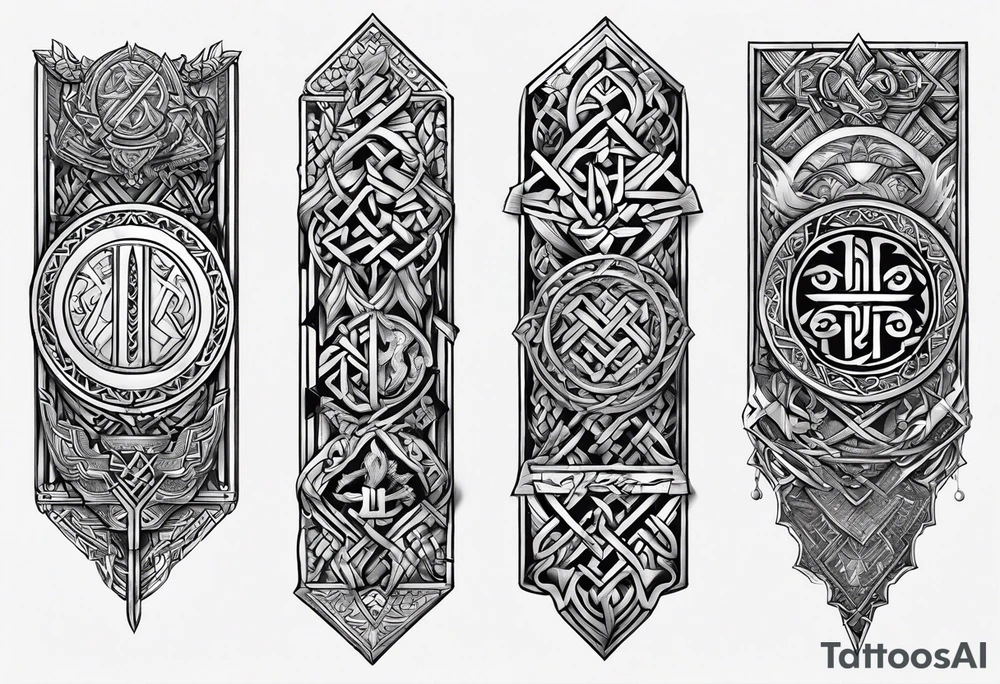viking runes on fingers tattoo idea