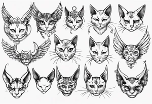 Cat with wings and horn tattoo idea