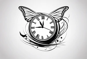 Butterfly flying over a clock. tattoo idea