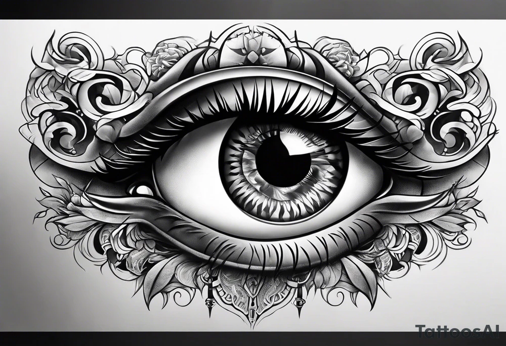 Half Lion eye half snakes eye tattoo idea