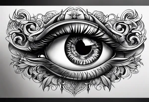 Half Lion eye half snakes eye tattoo idea