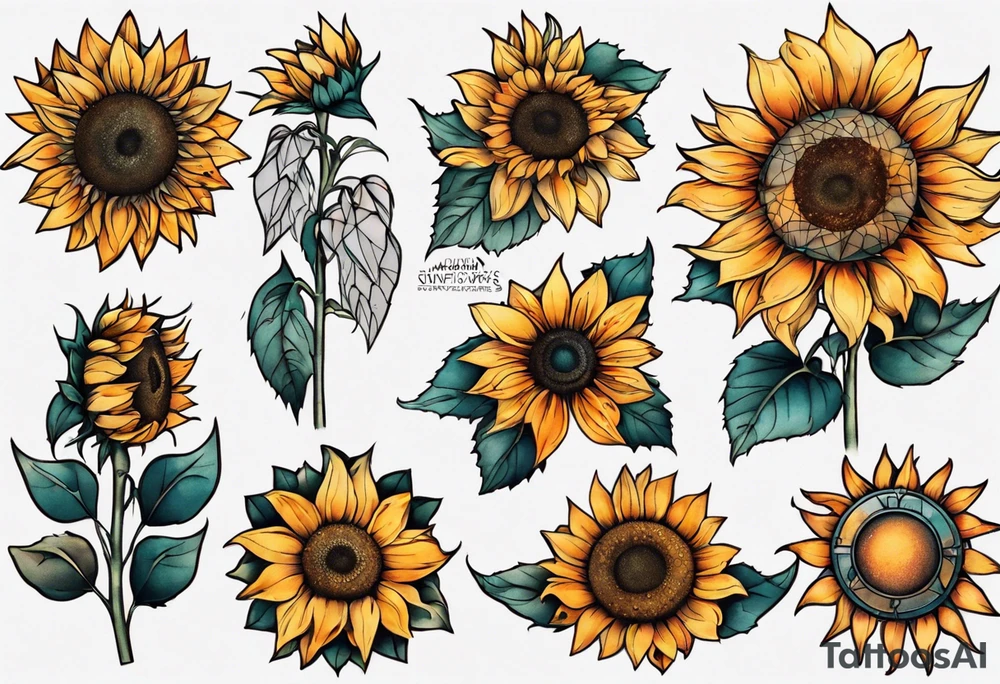 Seven sunflowers tattoo idea