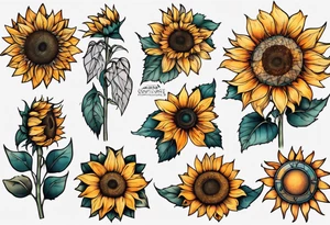 Seven sunflowers tattoo idea