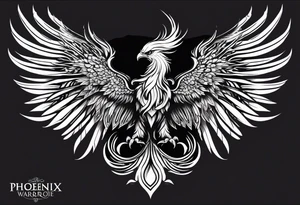 phoenix warrior silhouette with weapons tattoo idea