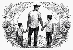 married father with two boys both born in May two years apart tattoo idea