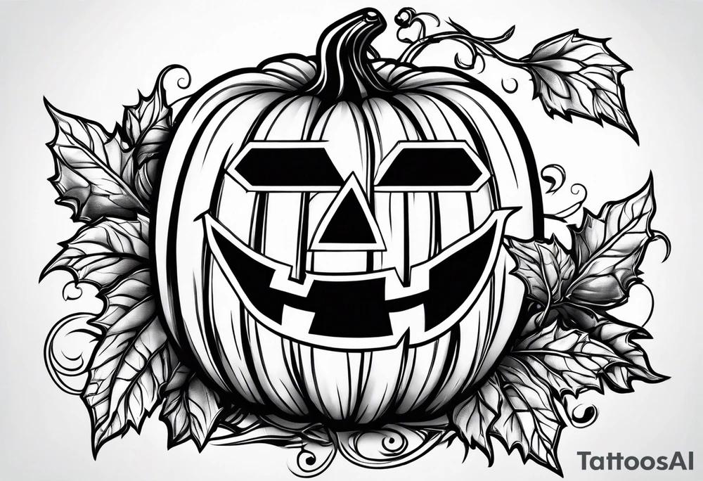 Pumpkin with vines no face tattoo idea