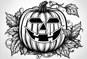 Pumpkin with vines no face tattoo idea