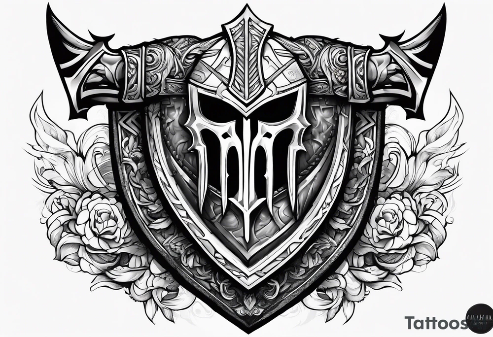 Valhalla sword shield axe armour tattoo idea