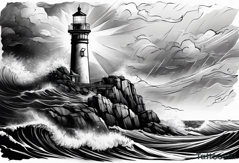 lighthouse in a storm tattoo idea