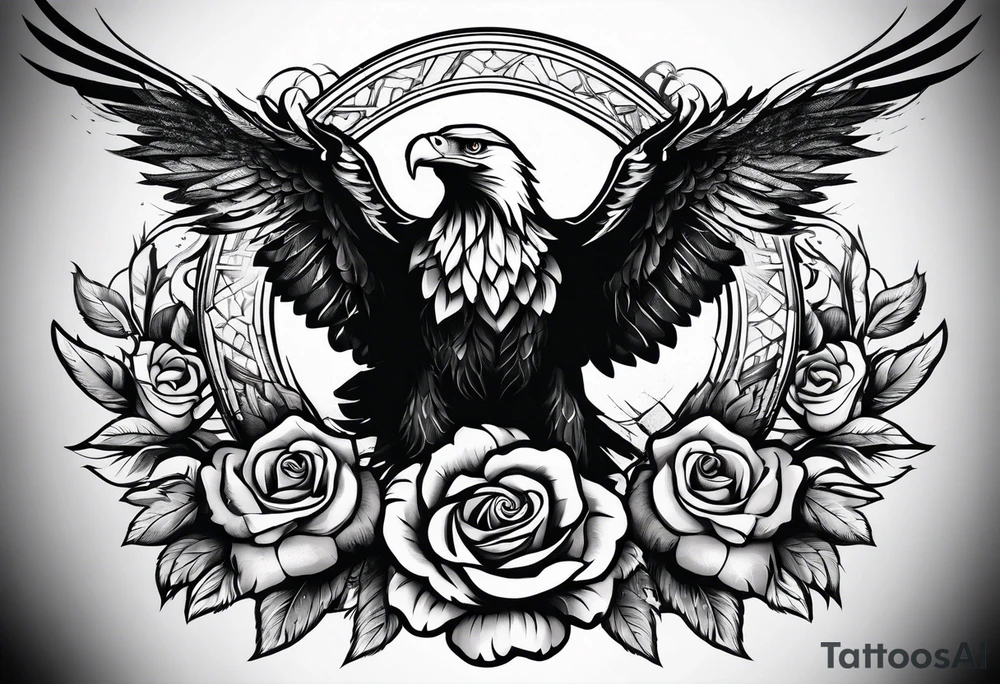 Eagle and rose tattoo idea
