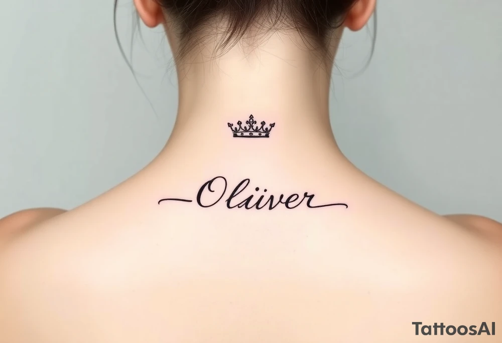 Name Oliver with a kings crown above the O tattoo idea