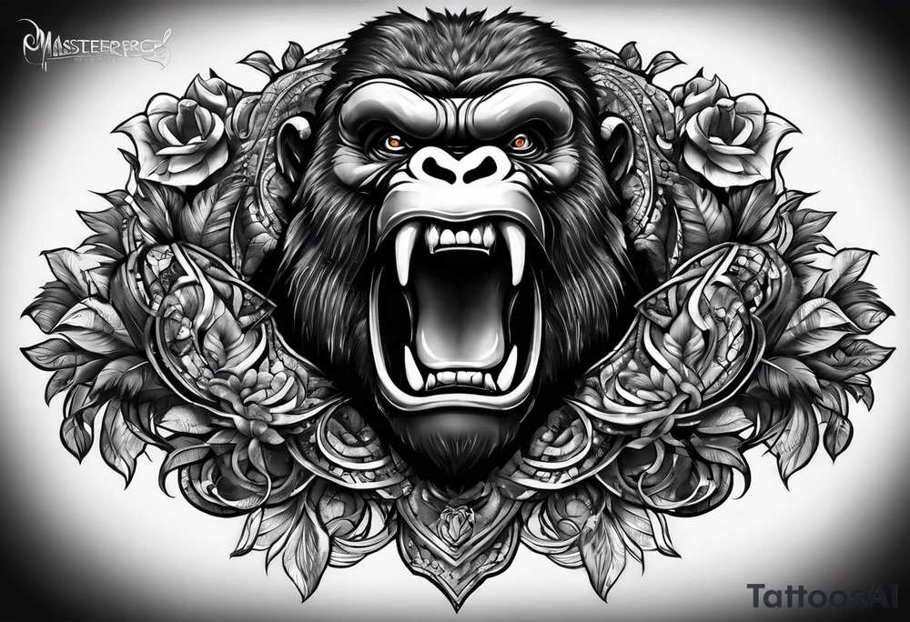 Screaming gorilla snakes(chest piece) tattoo idea