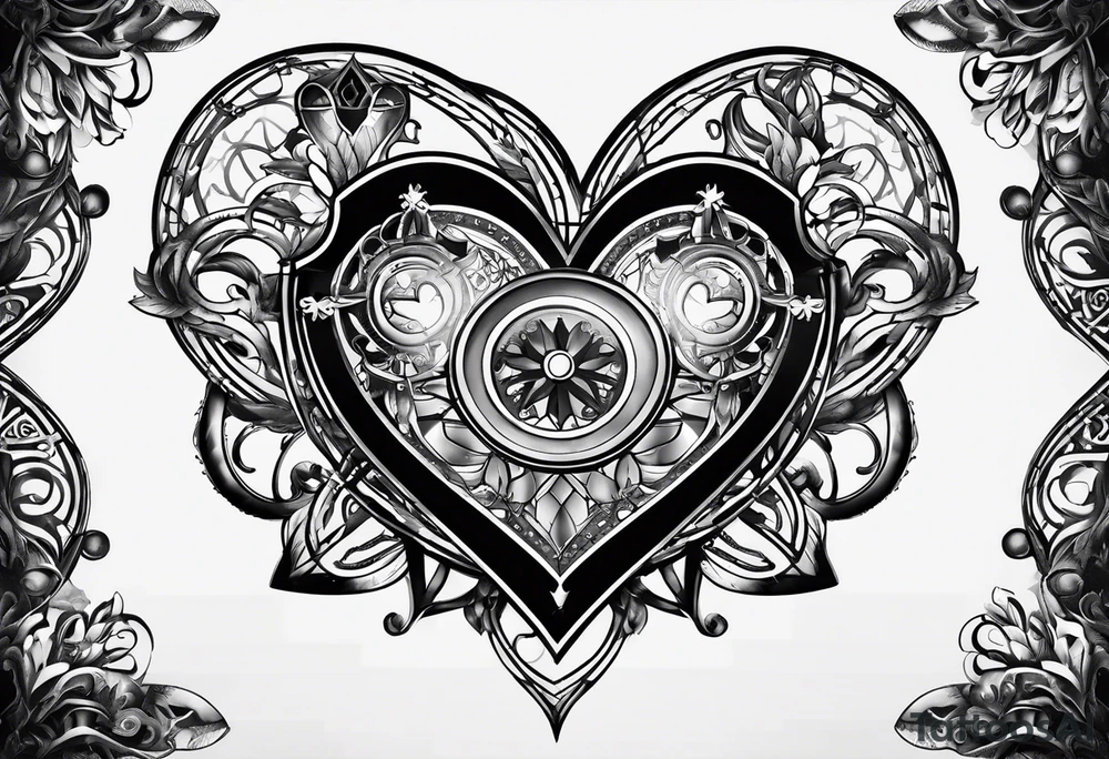 four steering wheels in a heart shape tattoo idea