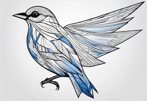 Geometric Black and white blue bird outline with no color tattoo idea