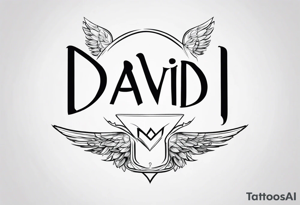 Name David with angel tattoo idea
