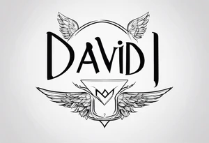 Name David with angel tattoo idea