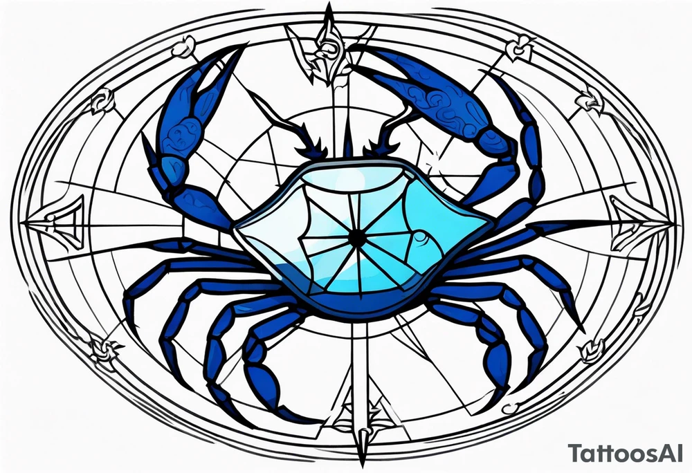 blue crab compass, nautical design for a female tattoo idea blue crab compass, nautical design for a female tattoo idea