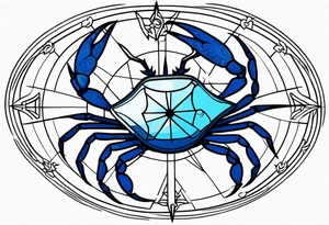 blue crab compass, nautical design for a female tattoo idea