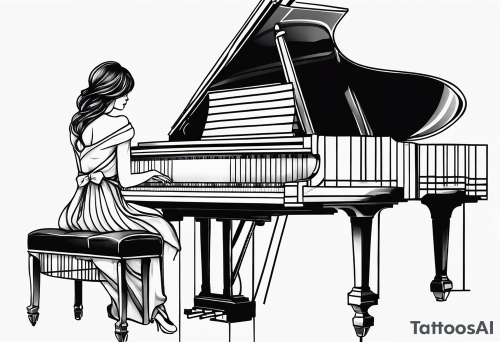 piano music girl tattoo idea