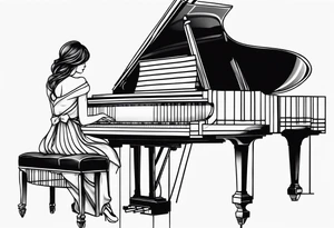 piano music girl tattoo idea