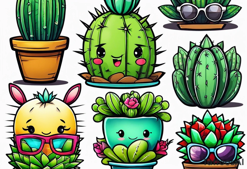 Nerdy cactus tattoo idea