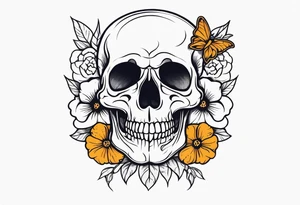 skull with flower tattoo idea