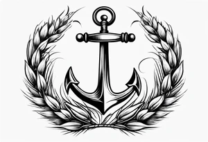 anchor with two wheat sheaves tattoo idea