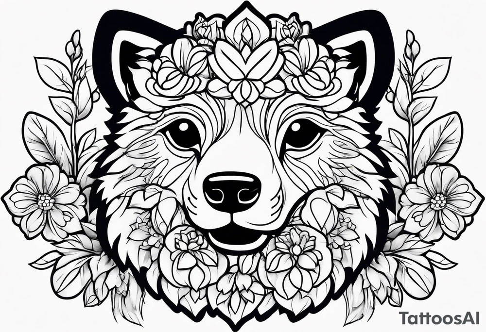 Paw print made of flowers tattoo idea
