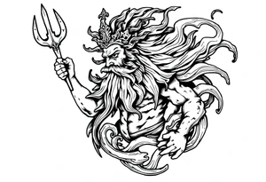 god of sea under water tattoo idea