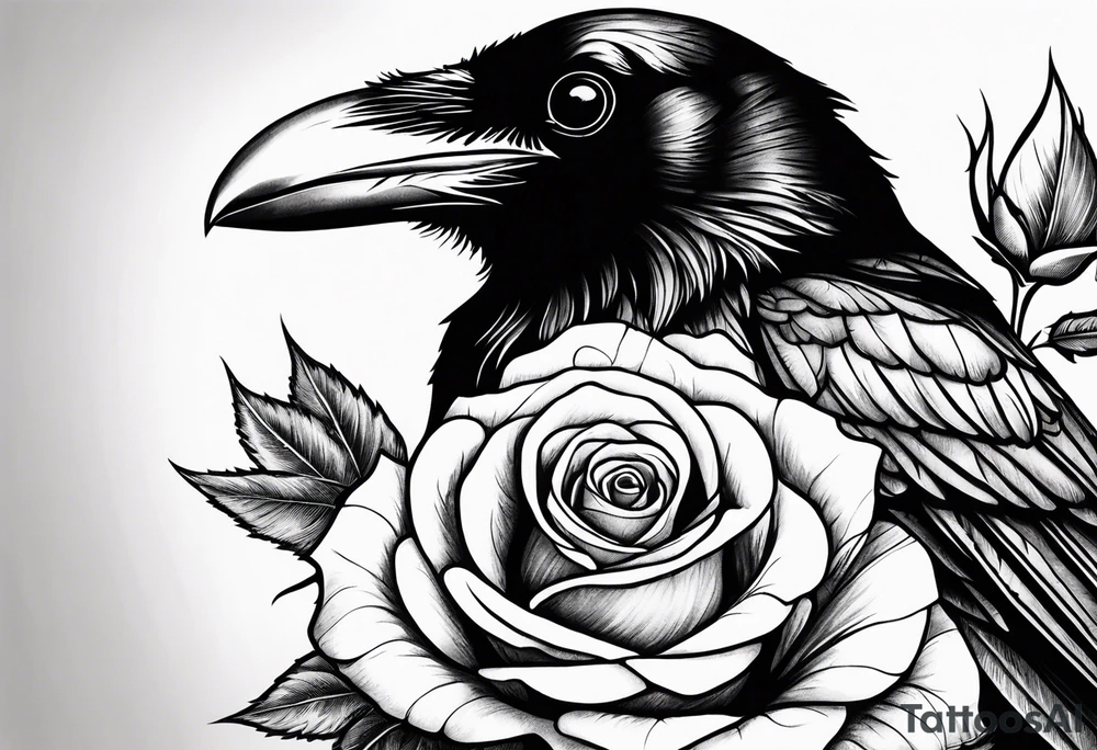 Raven holding  rose tattoo idea