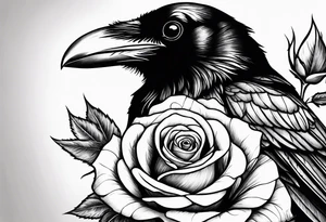 Raven holding  rose tattoo idea