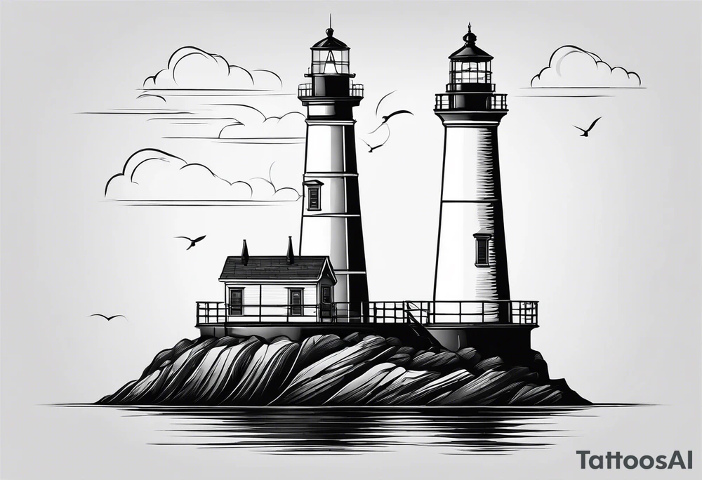 maritime lighthouse with 2 large sails attached. tattoo idea maritime lighthouse with 2 large sails attached. tattoo idea