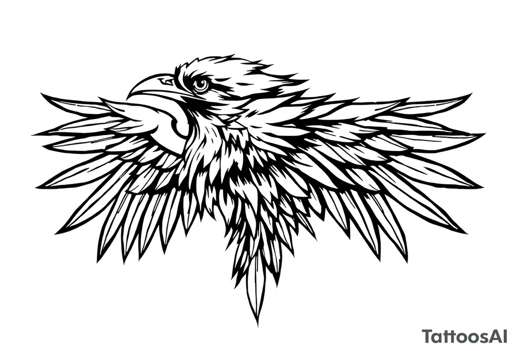 linear abstract raven tattoo idea