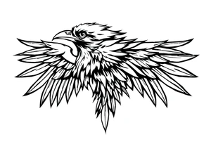 linear abstract raven tattoo idea