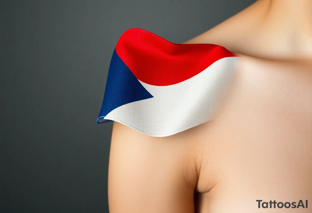 A waving Czech flag with realistic fabric texture, its red, white, and blue colors appearing vibrant and dynamic. tattoo idea