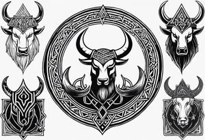 Make a viking shest tattoo dat cover the howl chest use symbol the triple horns and the symbol web of wyrd tattoo idea