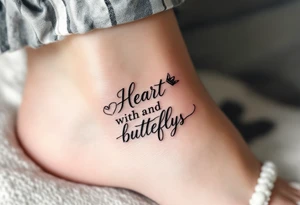 heart with crown and butteflys tattoo idea