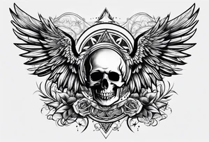 chest cross and wings tattoo idea