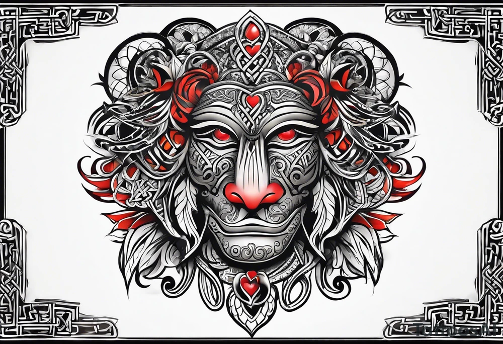 maori mixed with celtic band for around an arm, incorporating the word love tattoo idea