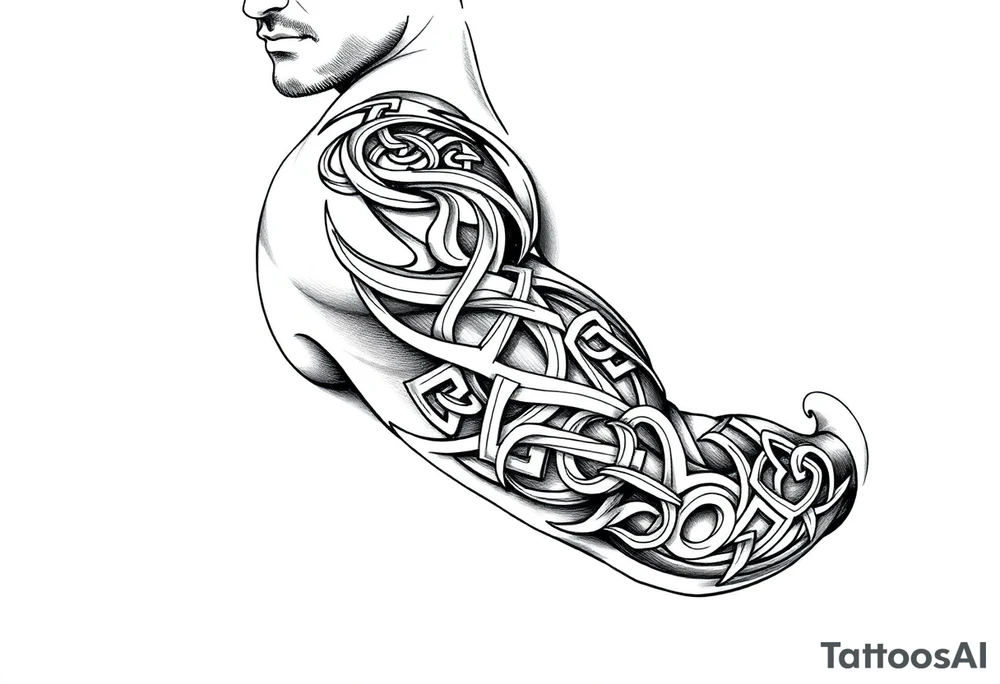Celtic tribal sleeve tattoo idea