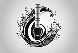 lots of empty space with simple line of icons down the back of the arm. there are four icons in this order:

1. a music note on a staff
2. a wave of water
3. a pocket
4. mushroom tattoo idea
