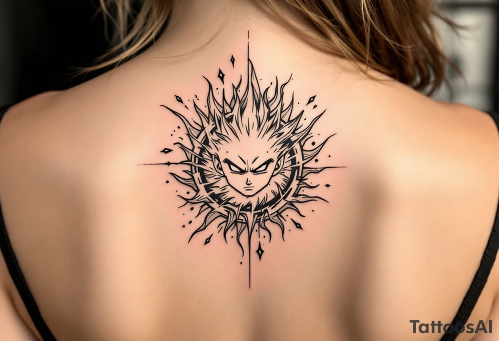 legendary dragonball z scene with energy aura and power effects tattoo idea