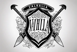 Valhalla shield sword axe fire tattoo idea
