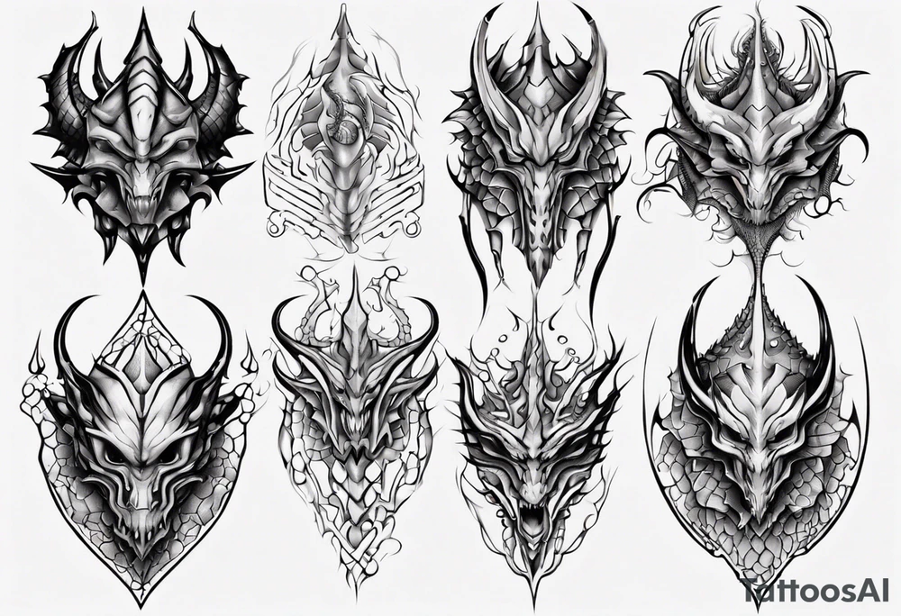 Dragon skin symmetrical tattoo idea