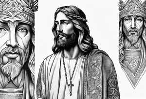religious sleeve Jesus tattoo idea