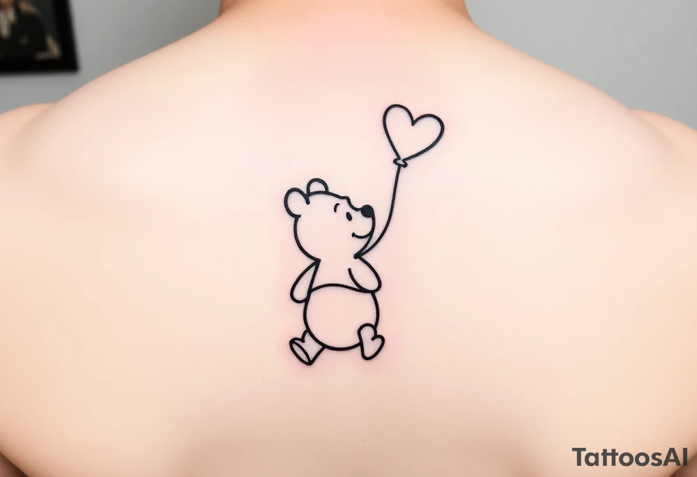 Winnie the pooh with a heart balloon tattoo idea