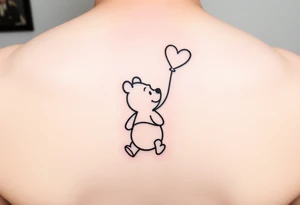 Winnie the pooh with a heart balloon tattoo idea