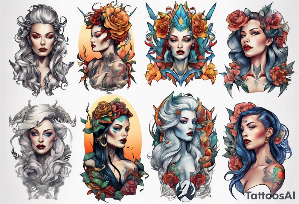 majestic woman tattoo idea