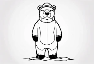 Polar bear standing on two legs wearing a winter hat and snow goggles tattoo idea