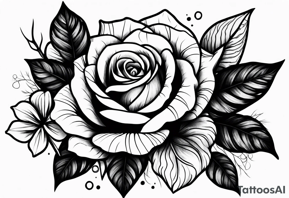 roses and dark forest tattoo idea